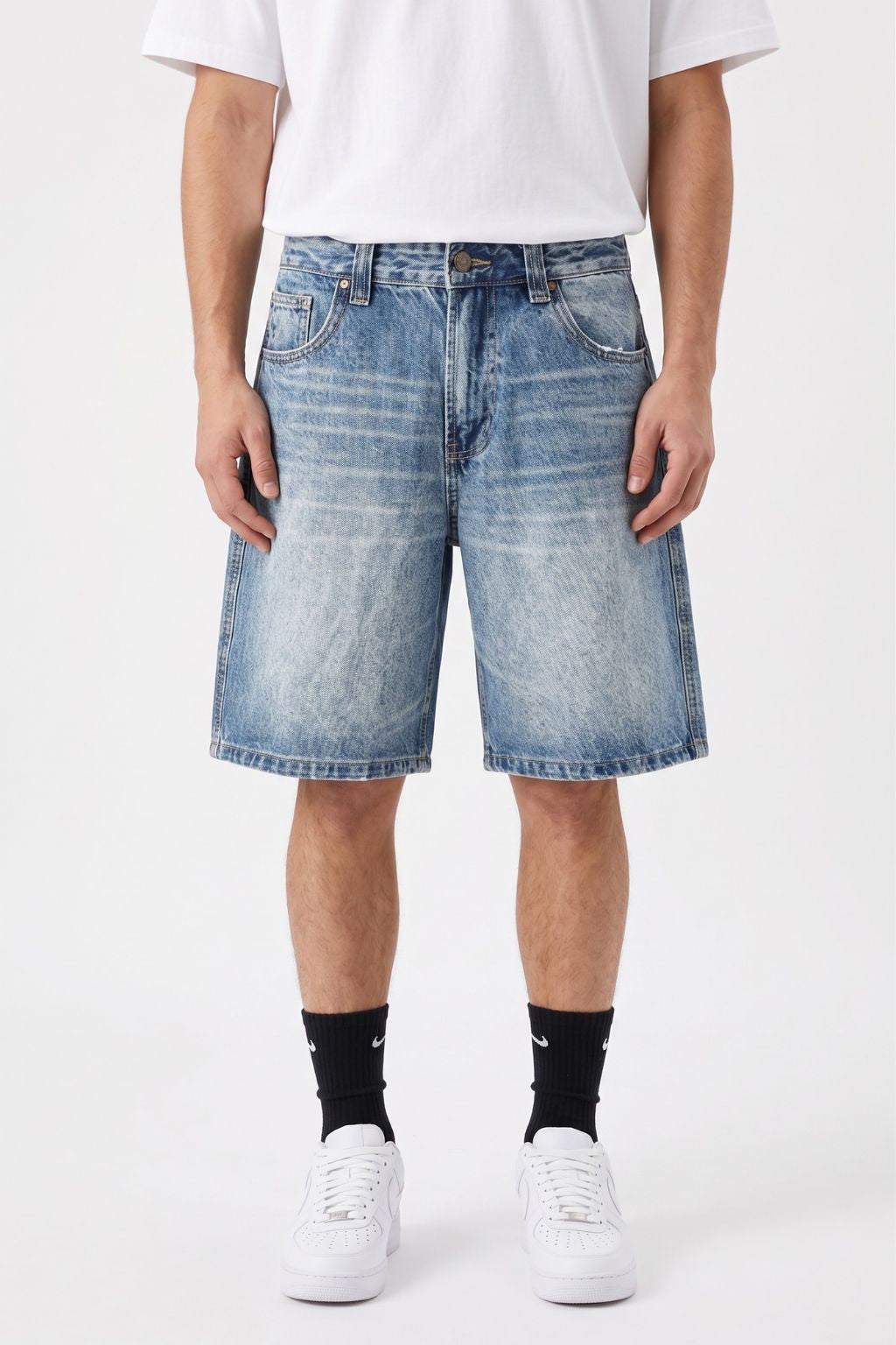 Relaxed Washed Denim Short