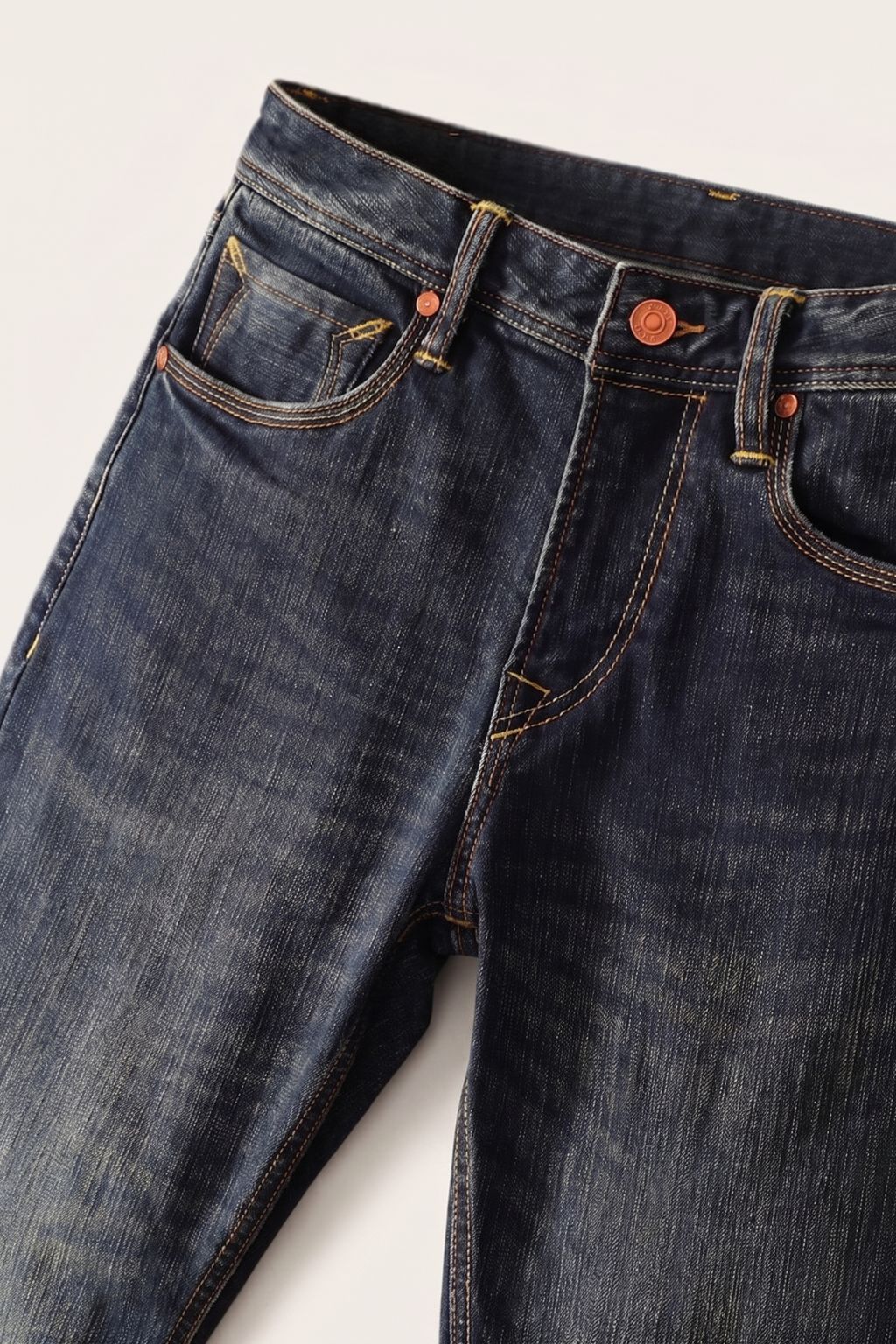 HÁNLÙ | 寒露 Selvedge 19oz Fitted Straight, Fleece-Lined, Vintage Wash Denim